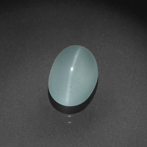 Olho de gato Água-marinha Azul esverdeado Natural 4.50ct, Corte Oval, Transparente