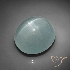 37.51ct Natural Verde Azulado Claro Olho de gato água-marinha, oval, Translúcido