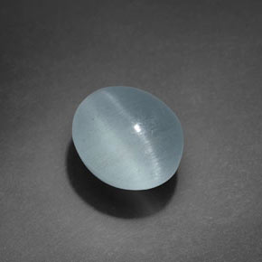 Olho de gato Água-marinha Azul esverdeado Natural 3.17ct, Corte Oval, Transparente