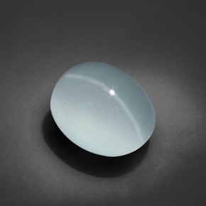 Cat's eye aquamarine azul natural 6,69ct, corte oval, transparente