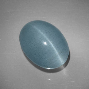 Água-marinha olho de gato verde-azul natural 5,20ct, corte oval, transparente