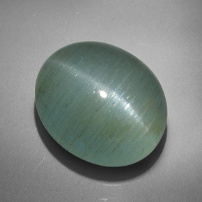 Olho de gato Água-marinha Azul verde Natural 26.53ct, Corte Oval, Translúcido