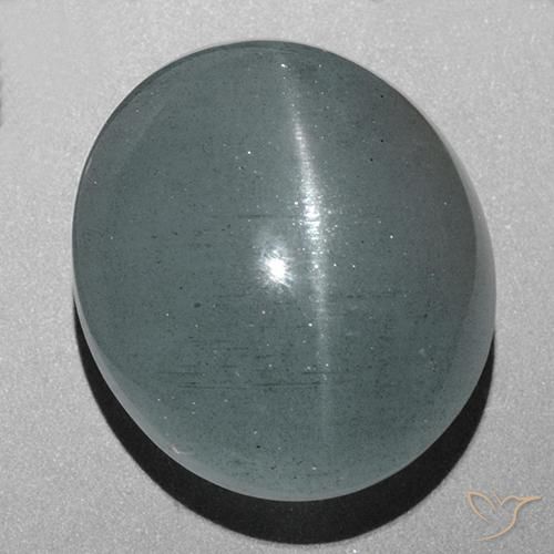 Olho de gato água-marinha Cinzento Azul Verde Natural 43.72ct, oval, Translúcido