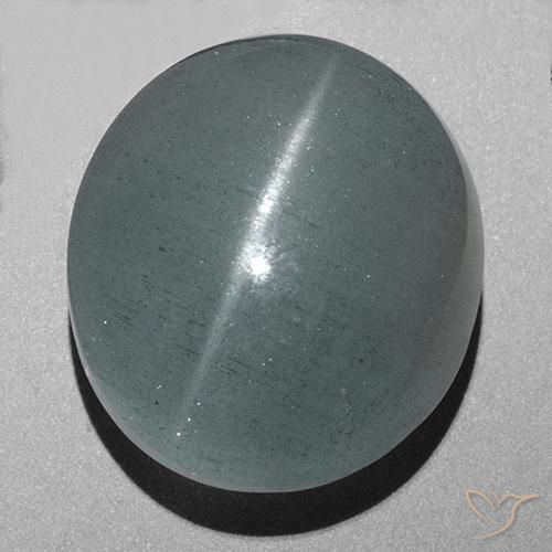 Olho de gato água-marinha Cinzento Azul Verde Natural 43.72ct, oval, Translúcido
