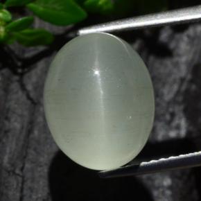 Cat's eye aquamarine verde natural 7,13ct, corte oval, translúcido