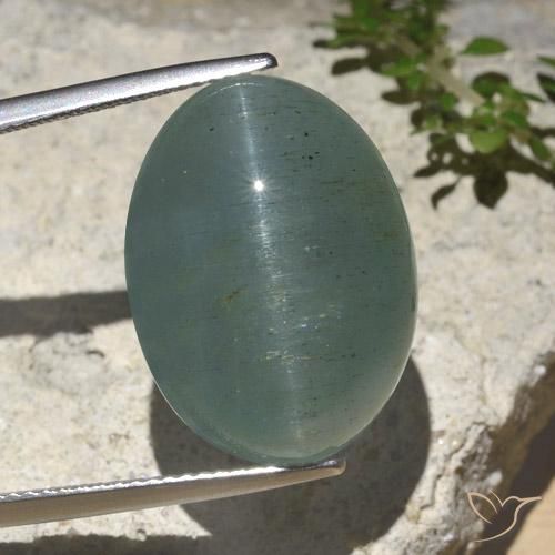 25.89ct Natural Verde claro Azul Olho de gato água-marinha, oval, Translúcido
