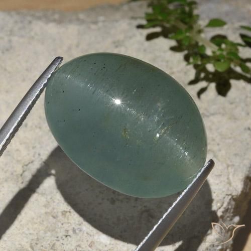 Olho de gato água-marinha Verde claro Azul Natural 25.89ct, oval, Translúcido