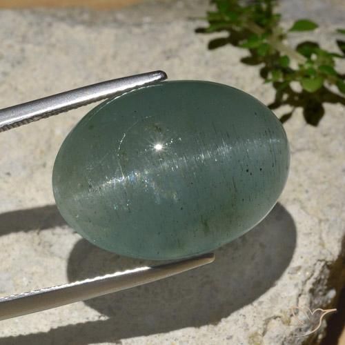 Olho de gato água-marinha Verde claro Azul Natural 25.89ct, oval, Translúcido