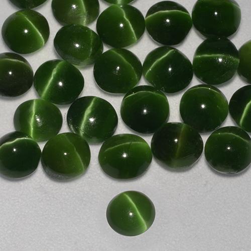 Olho de Gato Augita Verde escuro Natural 0.34ct, Redondo, Translúcido