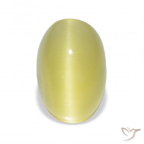 4.41ct Natural Amarelo Esverdeado Claro Berilo olho de gato, oval, Translúcido
