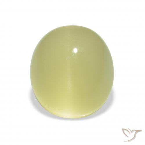 5.07ct Natural Verde Limão Pálido Berilo olho de gato, oval, Translúcido