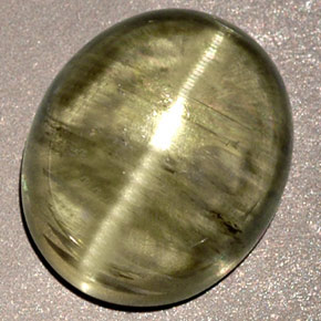 Cat's eye diaspore verde natural 6,32ct, transparente, transparente/translúcido