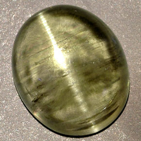 Cat's eye diaspore verde natural 6,32ct, transparente, transparente/translúcido