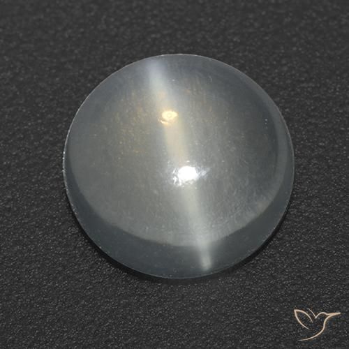 1.22ct Natural Branco claro Pedra da Lua Olho de Gato, Redondo, Transparente