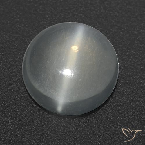 Pedra da Lua Olho de Gato Branco claro Natural 1.22ct, Redondo, Transparente
