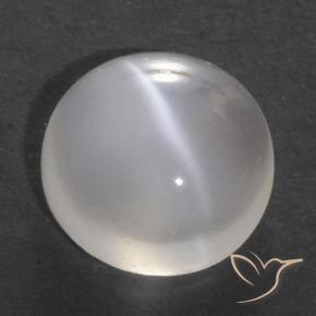 Pedra da Lua Olho de Gato branco translúcido Natural 1.40ct, Redondo, Transparente