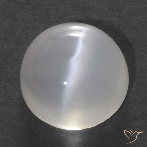 1.52ct Natural branco translúcido Pedra da Lua Olho de Gato, Redondo, Transparente