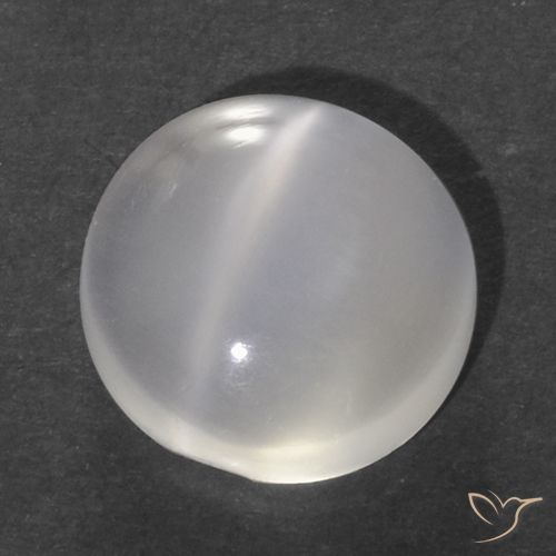 1.12ct Natural Branco Pedra da Lua Olho de Gato, Redondo, Transparente