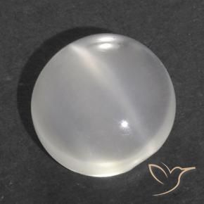 Pedra da Lua Olho de Gato Branco Natural 1.12ct, Redondo, Transparente