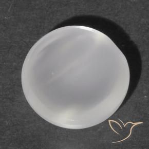 Pedra da Lua Olho de Gato Branco Natural 1.12ct, Redondo, Transparente
