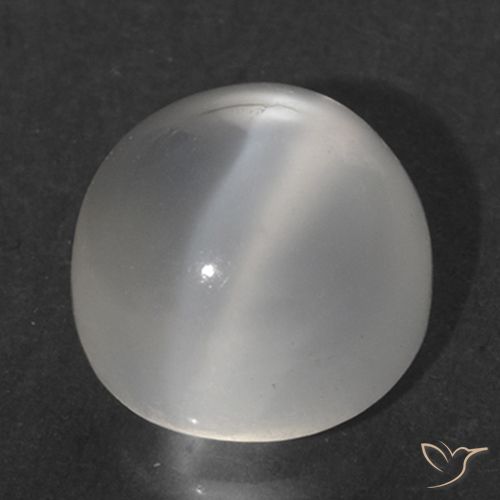 1.64ct Natural Branco Pedra da Lua Olho de Gato, Redondo, Transparente