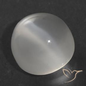 Pedra da Lua Olho de Gato Branco Natural 1.64ct, Redondo, Transparente
