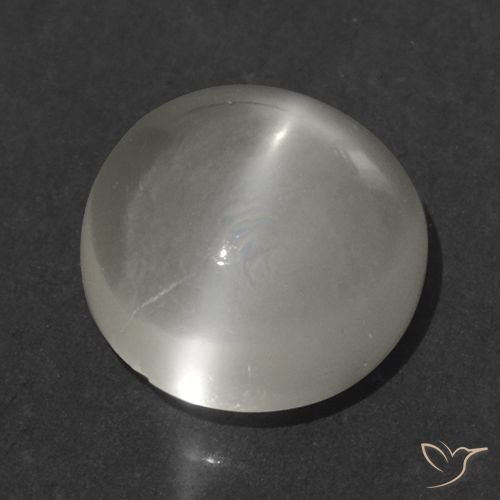 1.28ct Natural branco quente Pedra da Lua Olho de Gato, Redondo, Transparente