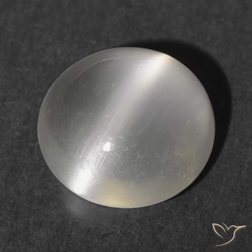 1.16ct Natural branco quente Pedra da Lua Olho de Gato, Redondo, Transparente