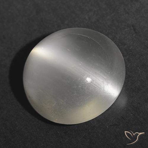 Pedra da Lua Olho de Gato branco quente Natural 1.16ct, Redondo, Transparente