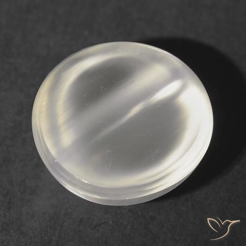 Pedra da Lua Olho de Gato branco quente Natural 1.16ct, Redondo, Transparente