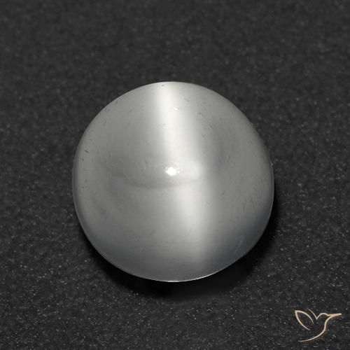 Pedra da Lua Olho de Gato Branco Natural 1.08ct, Redondo, Transparente