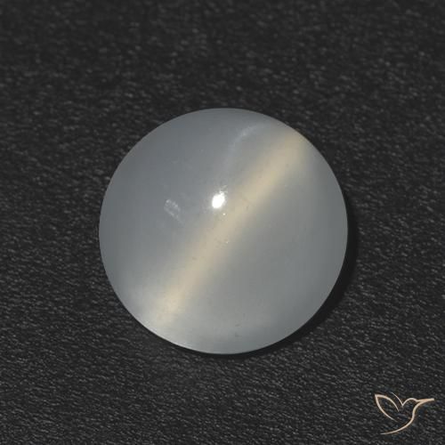 1.10ct Natural branco quente Pedra da Lua Olho de Gato, Redondo, Transparente