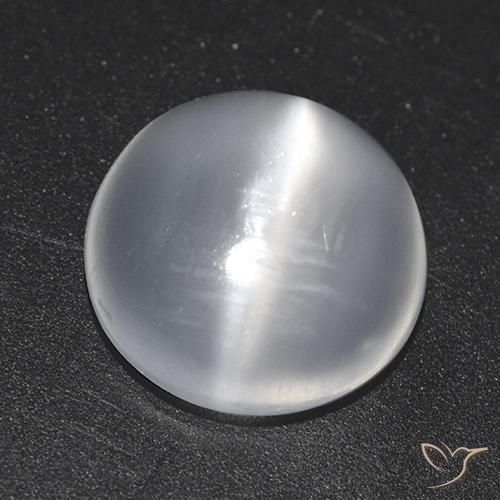Pedra da Lua Olho de Gato Branco Natural 1.46ct, Redondo, Transparente