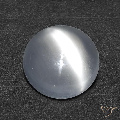 Pedra da Lua Olho de Gato Branco Natural 1.36ct, Corte Redondo, Transparente