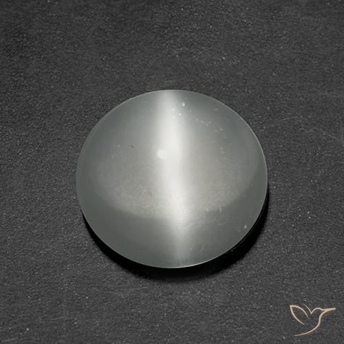 1.37ct Natural Branco Pedra da Lua Olho de Gato, Redondo, Transparente