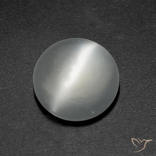 Pedra da Lua Olho de Gato Branco Natural 1.37ct, Redondo, Transparente