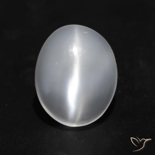 1.49ct Natural branco translúcido Pedra da Lua Olho de Gato, oval, Transparente