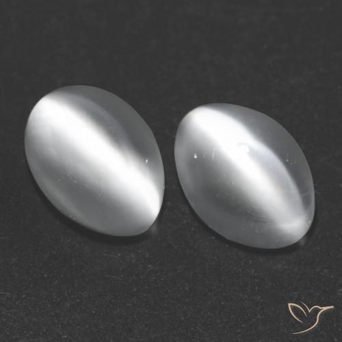 Pedras preciosas de Pedra da Lua Olho de Gato Branco natural de 1.97 ct, Corte Oval, Transparente