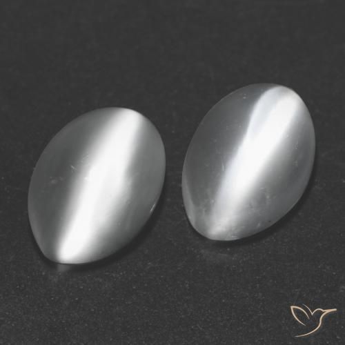 Pedras preciosas de Pedra da Lua Olho de Gato Branco natural de 1.97 ct, Corte Oval, Transparente