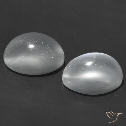 Pedras preciosas de Pedra da Lua Olho de Gato Branco natural de 1.97 ct, Corte Oval, Transparente