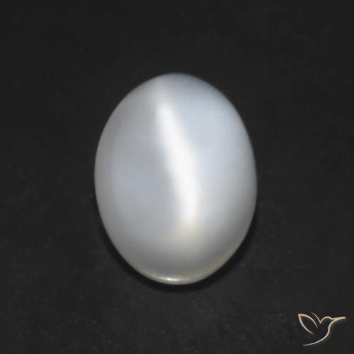 Pedra da Lua Olho de Gato Branco Natural 1.51ct, oval, Translúcido