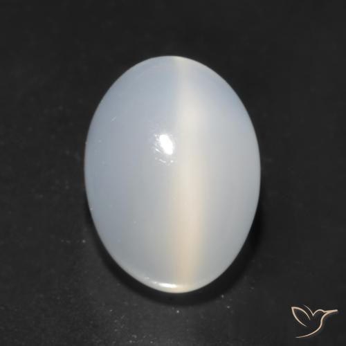 Pedra da Lua Olho de Gato branco translúcido Natural 1.64ct, Corte Oval, Transparente