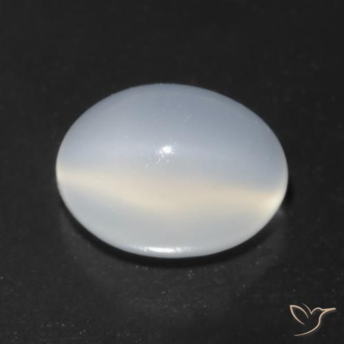 Pedra da Lua Olho de Gato branco translúcido Natural 1.64ct, Corte Oval, Transparente