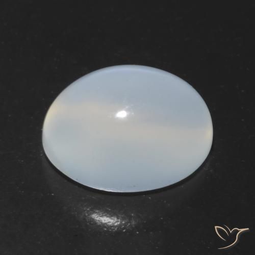 Pedra da Lua Olho de Gato branco translúcido Natural 1.64ct, Corte Oval, Transparente