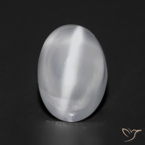 Pedra da Lua Olho de Gato branco translúcido Natural 0.97ct, Corte Oval, Transparente