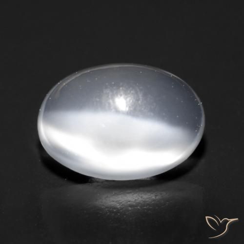 Pedra da Lua Olho de Gato branco translúcido Natural 0.97ct, Corte Oval, Transparente