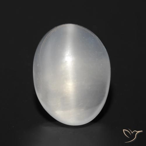 1.51ct Natural Branco Pedra da Lua Olho de Gato, oval, Transparente