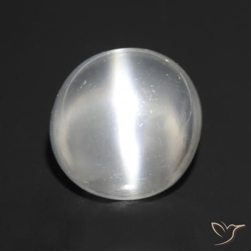 Pedra da Lua Olho de Gato Branco Natural 1.57ct, Corte Redondo, Transparente
