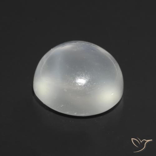 Pedra da Lua Olho de Gato Branco Natural 1.57ct, Corte Redondo, Transparente