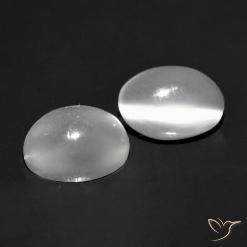 Pedras preciosas de Pedra da Lua Olho de Gato Branco natural de 1.97 ct, Corte Oval, Transparente